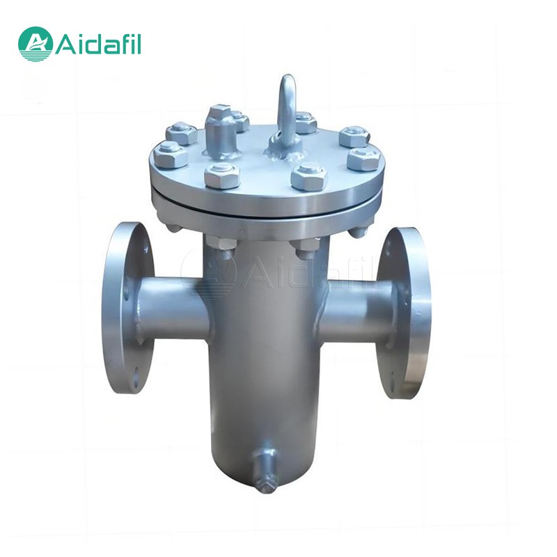 Lige-gennemgående kurvfilter i rustfrit stål